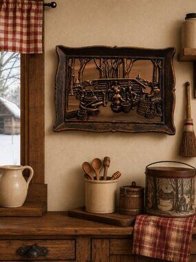 Vintage Coppercraft Guild "Maple Sugar Time"  Embossed Wall Plaque